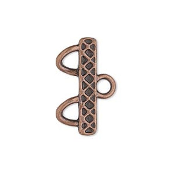6pcs End Bar Antiqued Copper Plated Pewter 26x5mm Diamond