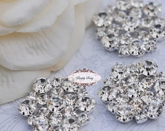 5pcs RD138 Rhinestone Metal Flatback Embellishment Button Brooch Bridal Wedding accessories invitations crystal bouquet flowers hair clip