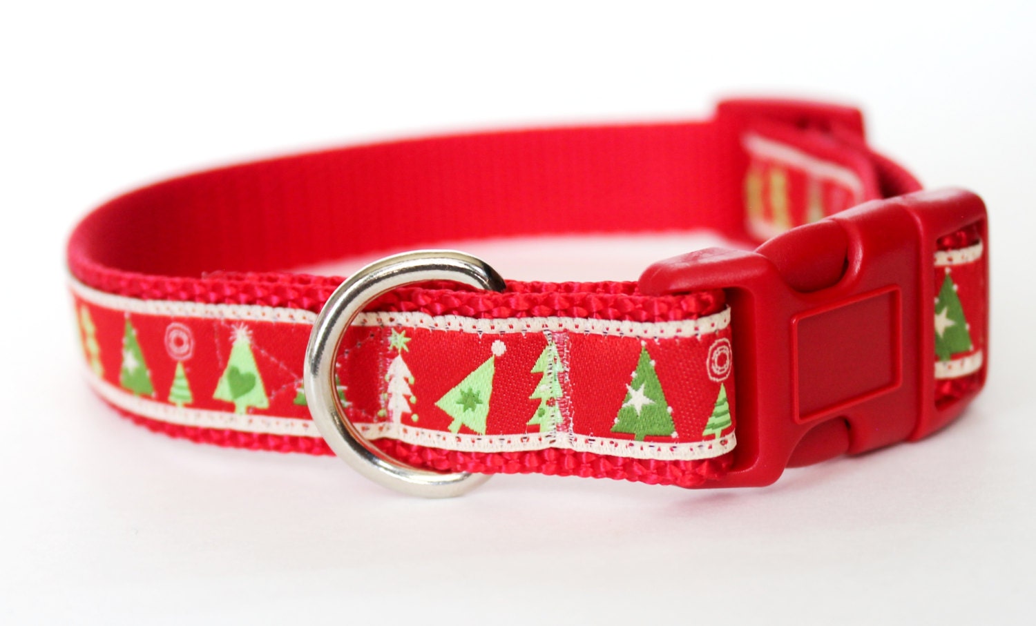 Modern Christmas Trees Dog Collar Holiday Adjustable Ribbon