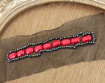 Cute embroidered and beaded applique black color