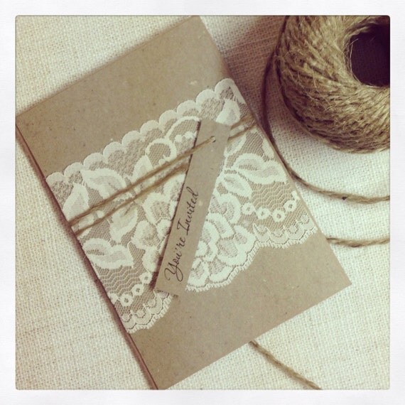 Items similar to Rustic Wedding Invitation SAMPLE - Rustic Vintage Lace