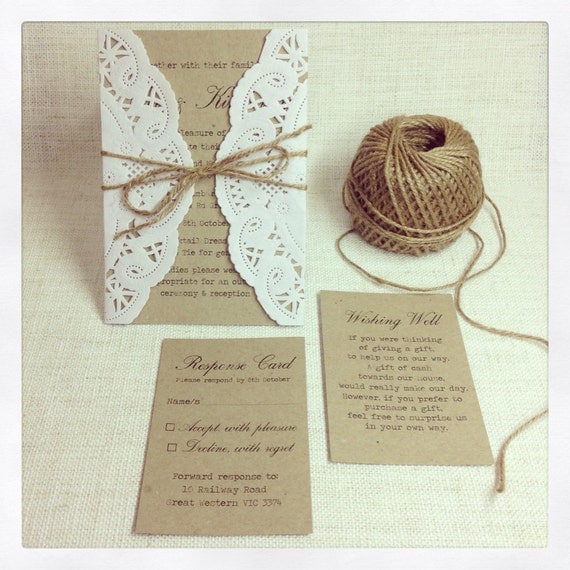 100 x Rustic Wedding Invitations - rustic chic wedding invitation - DEPOSIT