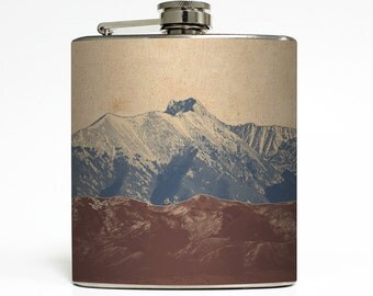 Camping Whiskey Flask Mountains Hiking Outdoors Climbing Nature Backpacking Adventure Gift Stainless Steel 6 oz Liquor Hip Flask LC-1041