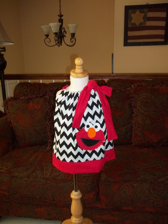 Elmo Chevron Pillowcase Dress Birthday custom toddler girls 2t 3t 4t ...