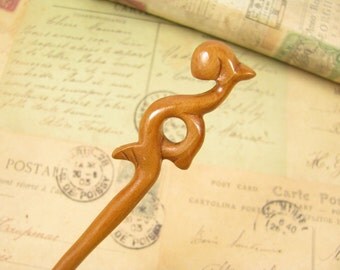 Handmade Peach Wood Hair Stick - Beanstalk