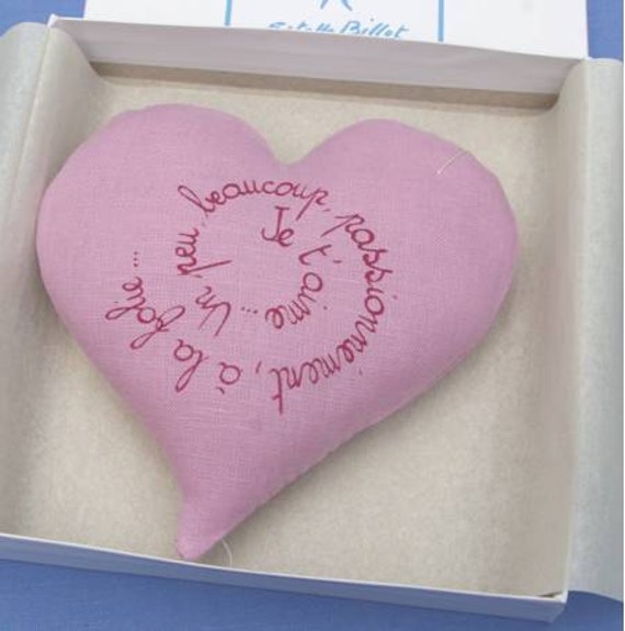 Baby Girl Rattle HEART with French poem . Baby Shower Gift