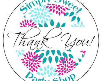 items similar to 30 thank you stickers 15 inch circle label aqua