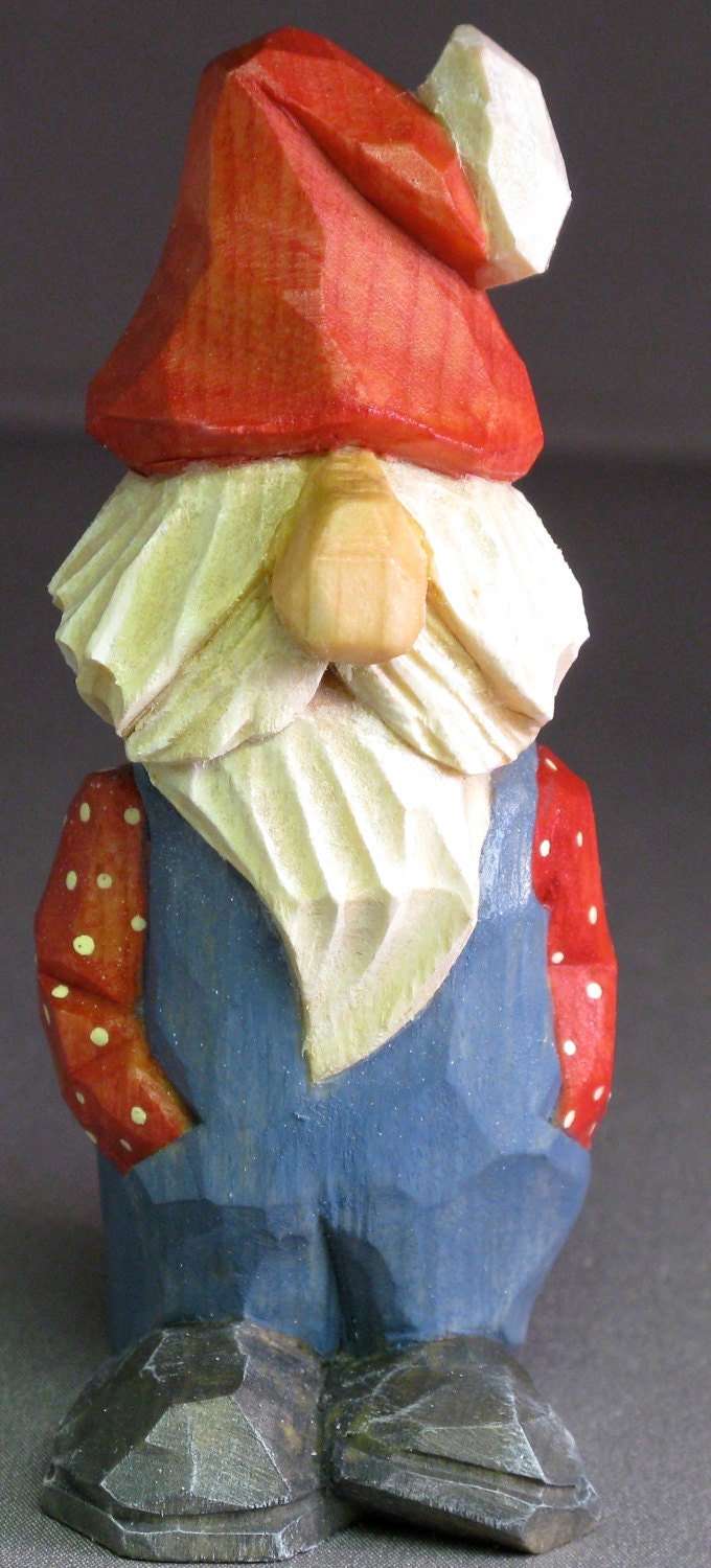 Santa Christmas gnome wood carving caricature