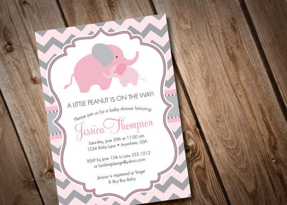 Printable Digital Elephant Baby Shower Invitation Il_570xn