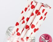 Red Hearts Party Paper Straws - Cake Pop Sticks - Pixie Sticks - Qty 25 Il_170x135