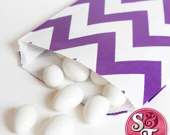 Chevron Zigzag Purple Goodie Favor Treat Bags - Qty 12