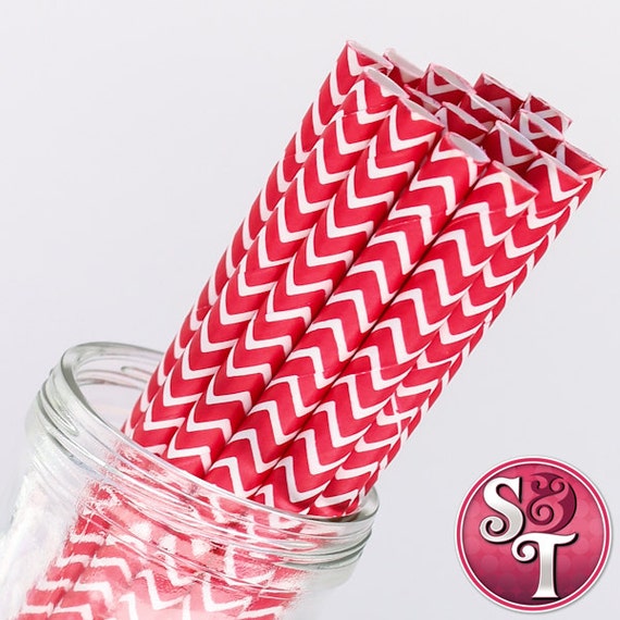 Chevron Zigzag Red Party Paper Straws - Cake Pop Sticks - Pixie Sticks - Qty 25 Il_570xn