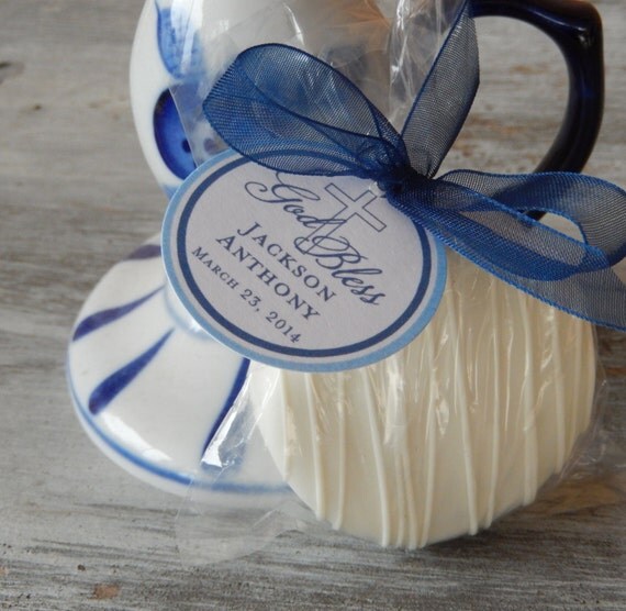 Baptism God Bless Favor Tags for cake pops, lollipops and cookie favors - 1.5 inch custom personalized tags (40) Il_570xn