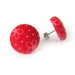 SALE Red stud earrings - red fabric button earrings - fall post earrings - tiny flowers dots