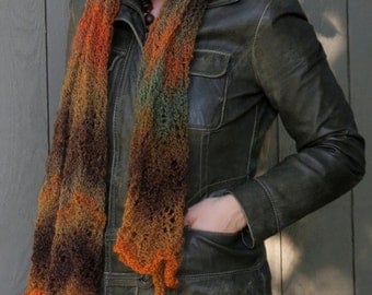 Fall Foliage Lace Wrap hand knit shawl scarf