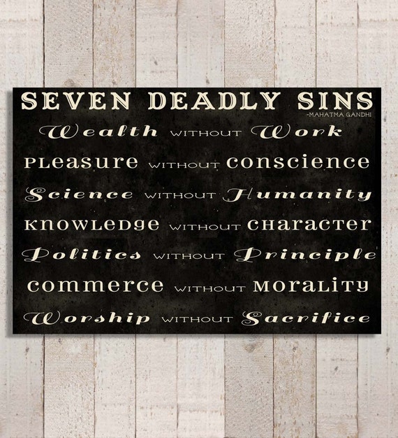 Gandhi's Seven Deadly Sins Canvas Gallery Wrap Modern