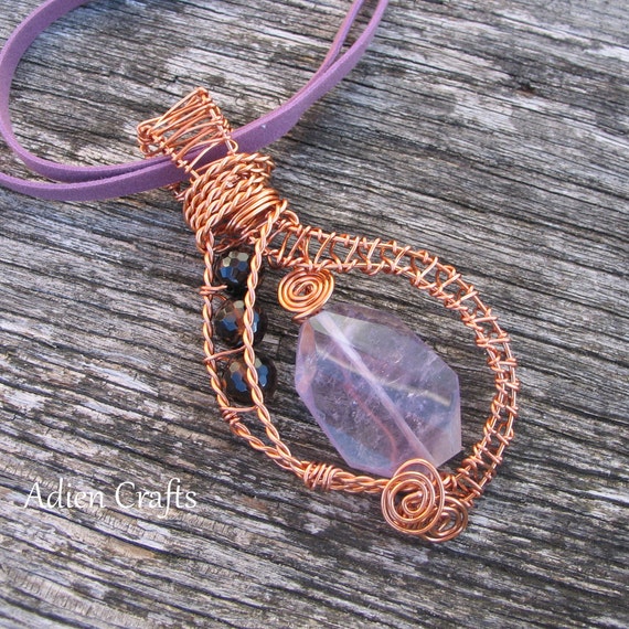 Amethyst Pendant Copper Wire Wrapped Amethyst with by adiencrafts