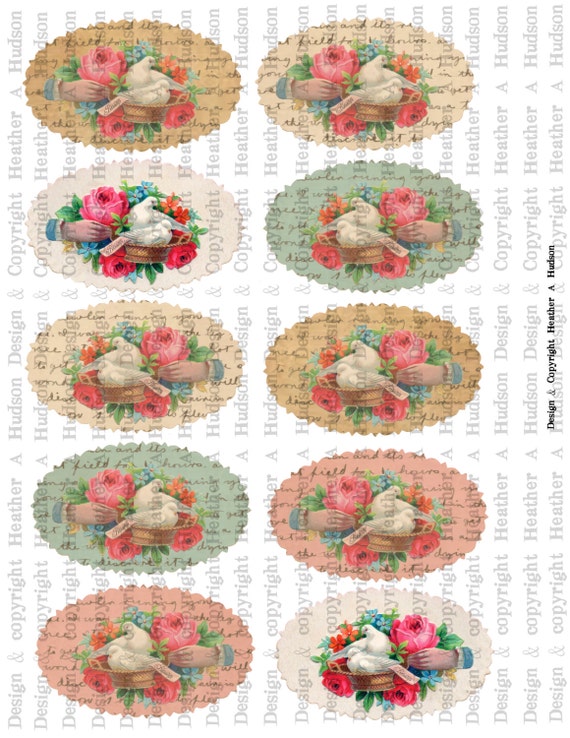 Victorian Vintage Valentine's Day Romance Calling Cards Digital Collage sheet Printable