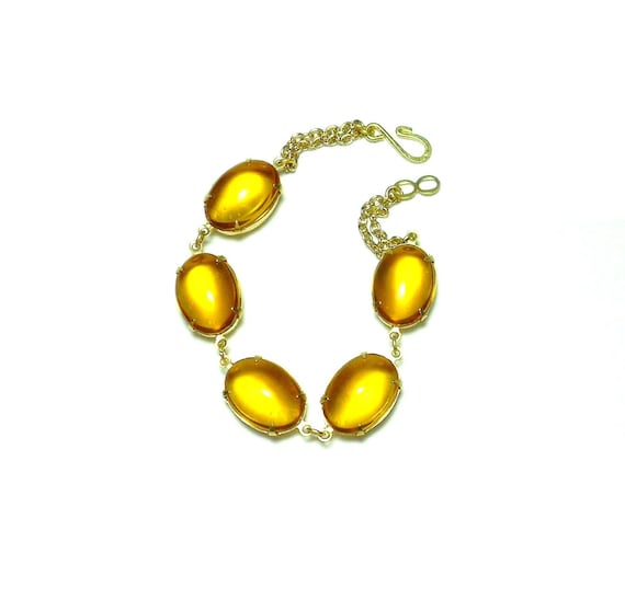 Topaz Bracelet - Old Hollywood Vintage Glass Jewels Bracelet - Estate Jewelry - Chunky Bracelet - Statement Bracelet