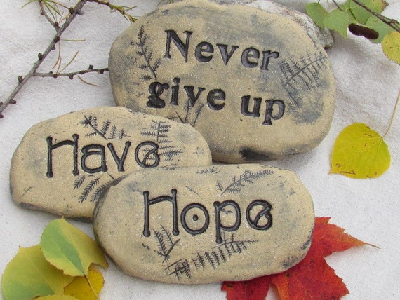 Items similar to Stones with words ~ Set of 3 decorative Rocks ...