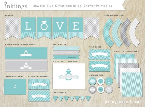 Bridal Shower Decorations // Printable // Jeweler Blue