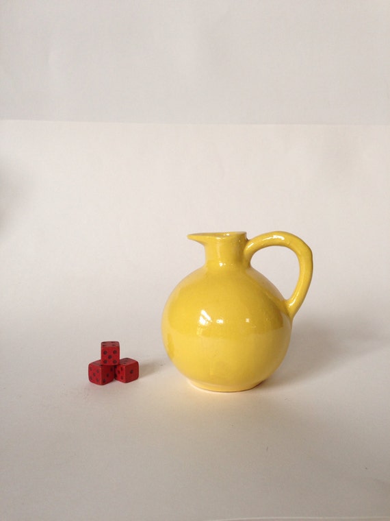 Vintage Bright Yellow Small Bud Vase Round Pitcher by OneDecember