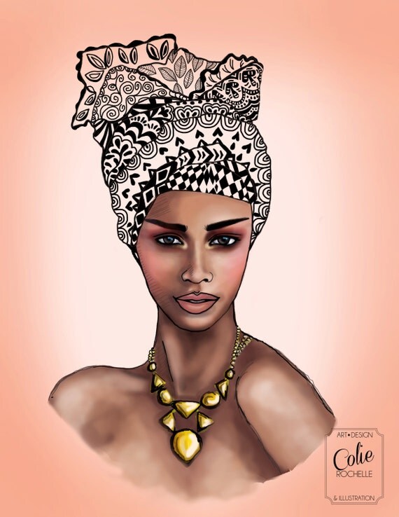 Download Items similar to African Queen woman Illustration Colorful ...