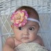 Baby Headband - Rinestone Flower on Thin Headband - Flower Headband