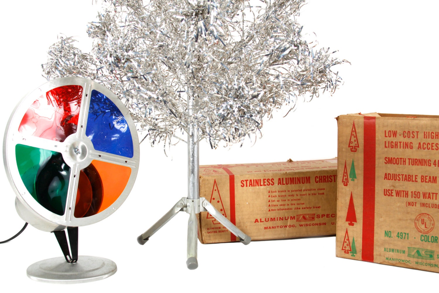 Vintage Aluminum Christmas Tree With Color Wheel 