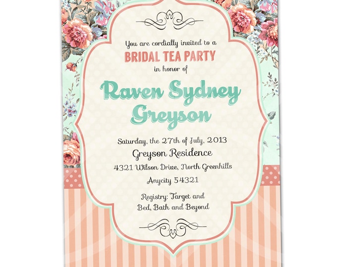 Shabby Chic Tea Party Invitation Suite - Customizable - DIY - Print your own