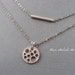 Multi Strand Necklace with Silver Circle and Bar Necklace, Double Strand Necklace