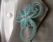 French Blue Boutonniere, Placid Blu e Buttonhole, Blue Men's Tuxedo ...