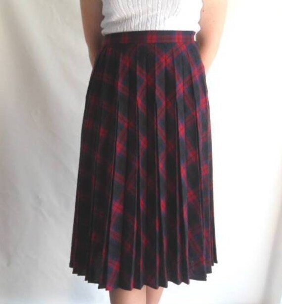 School Uniform Skirt Red Plaid Wool Blend by Sag Harbor USA