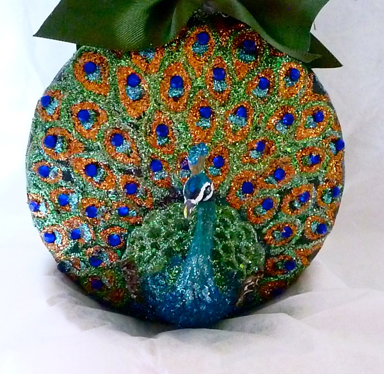 Peacock Hand Painted Ornament by KARCREATIONS on Etsy