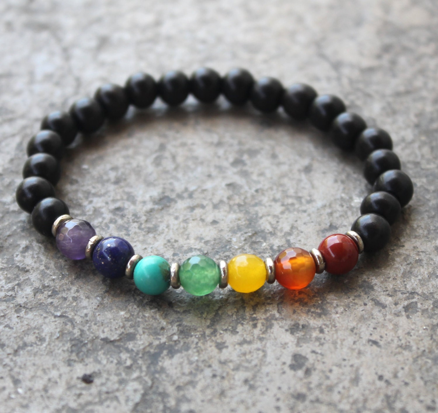Multicolor stone bead bracelet