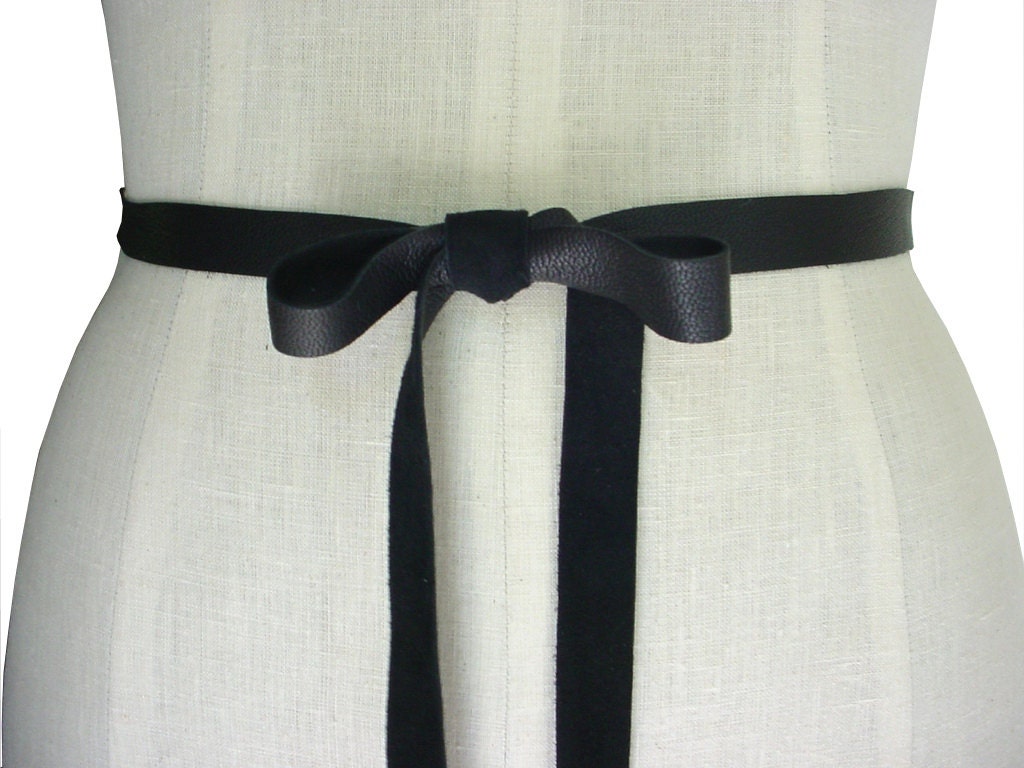 Narrow Leather Tie Belt Women Leather Belt Soft by ManoBello