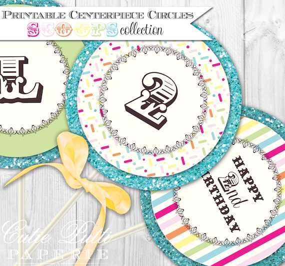 Ice Cream Party - 4inch PRINTABLE CUSTOMIZED Party CIRCLES - Cutie Putti Paperie Il_570xn