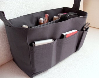 Medium Bag organizer - Purse organizer insert in Charcoal/Dark Gray fabric
