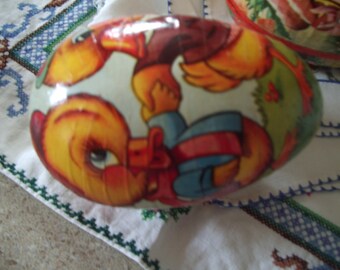 Two Cute Desirable Vintage Easter Candy Containers German Duck Rabbit Toile Lace