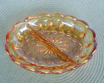 Amber Divided Dish-Anchor Hocking Fairfield