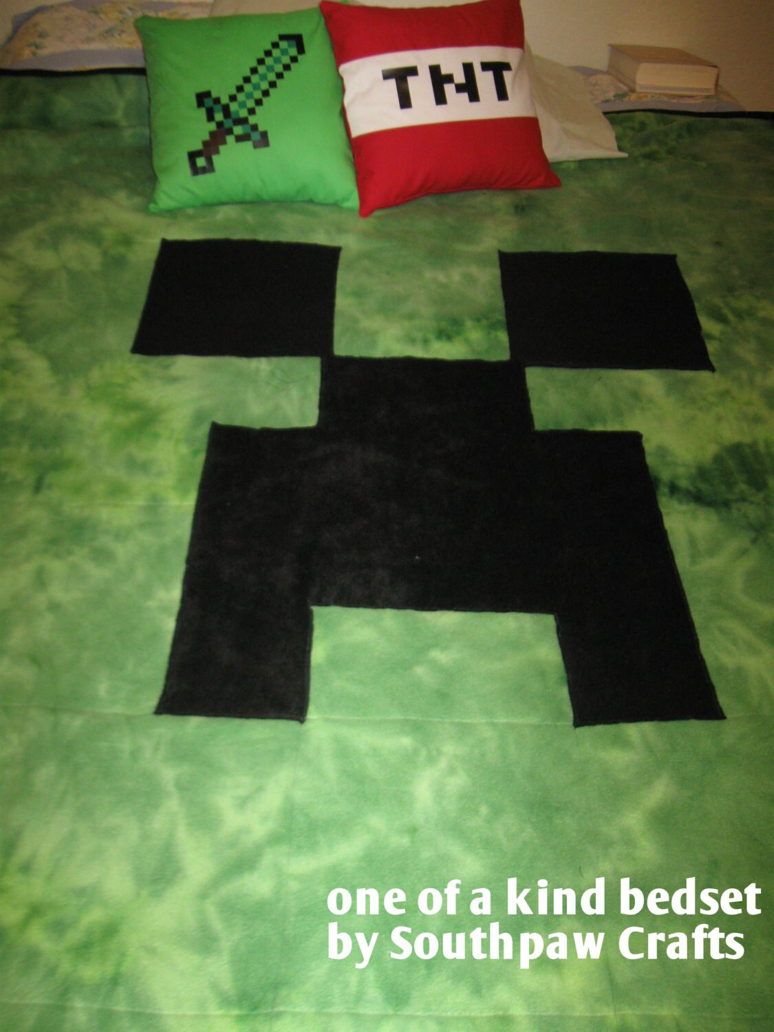 Minecraft QUILT and Throw Pillows OOAK