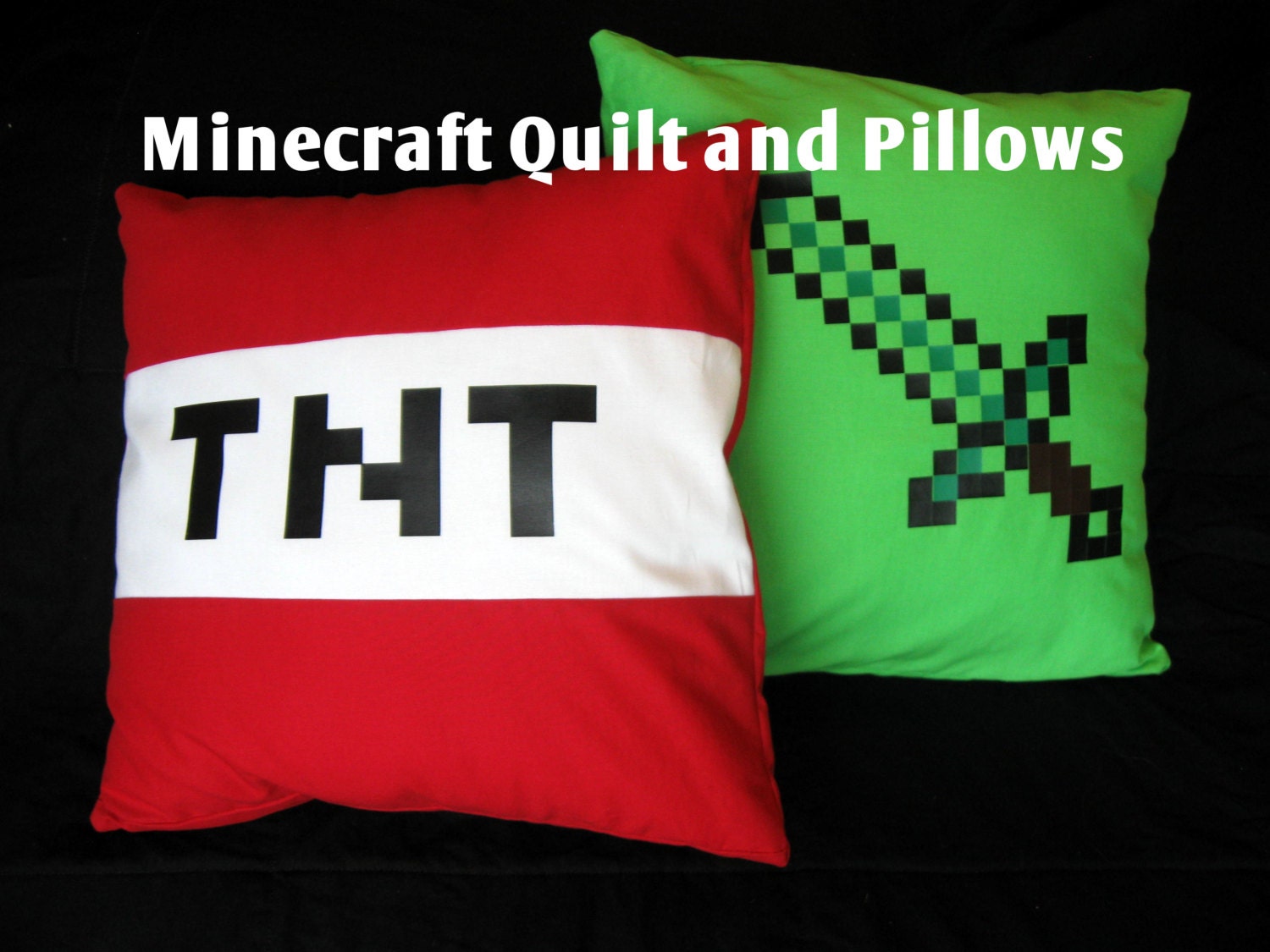 Minecraft QUILT and Throw Pillows OOAK