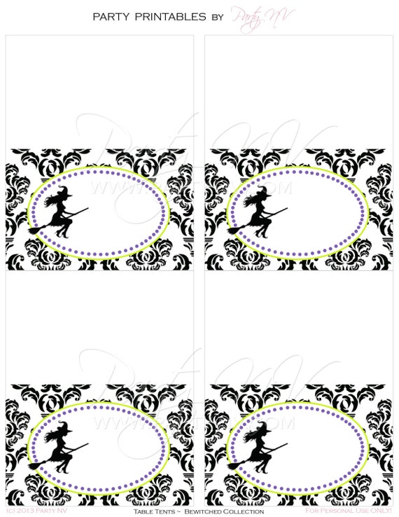 INSTANT DOWNLOAD - Blank Table Tents - "Bewitched" Collection Il_570xn