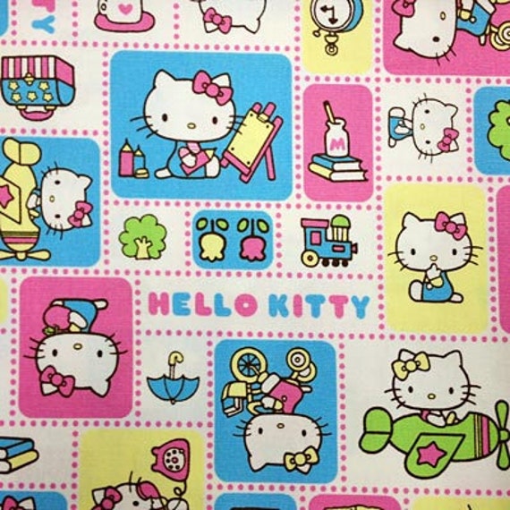 Hello kitty cotton fabric half yard by HanamiBoutique on Etsy