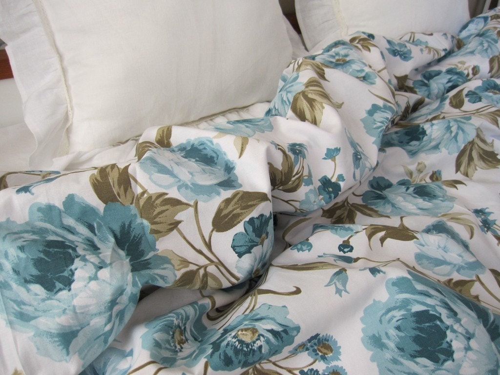 Turquoise Duvet Bloom Flower Bedding Turquoise Blue White Roses Floral Print Twin Xl Full Queen King Duvet