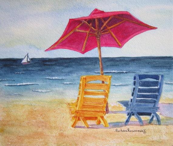 Beach Chair With Umbrella Painting