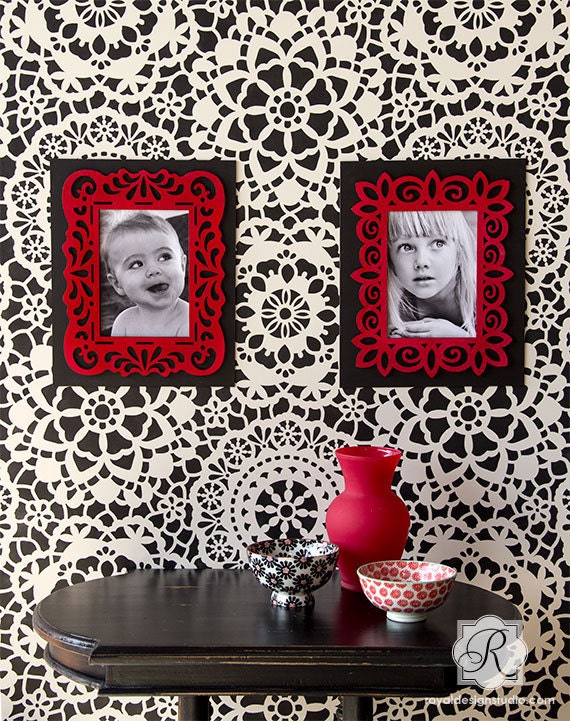 Large Lace Wall Stencil Parlor Lace Allover Stencil for DIY