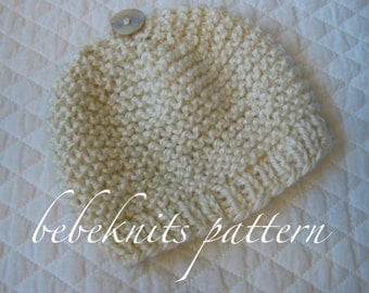 Bebeknits Simple French Style Garter Stitch Baby Hat Knitting Pattern in 3 SIzes