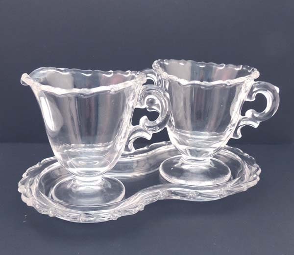 Fostoria Century Creamer and Sugar with Tray / Vintage 3 Piece