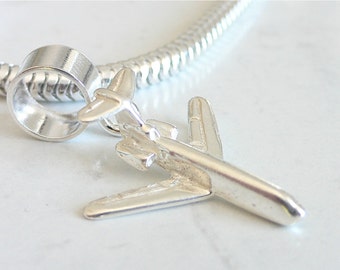 PRIVATE JET AIRPLANE Sterling Silver Aircraft Charm Fits All Slide On Bracelets